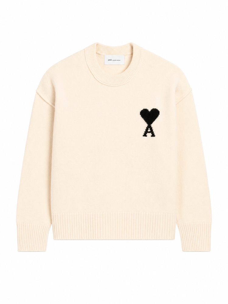 CREWNECK SWEATER WITH CONTRASTED AMI DE COEUR