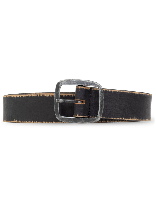 buckled leather belt