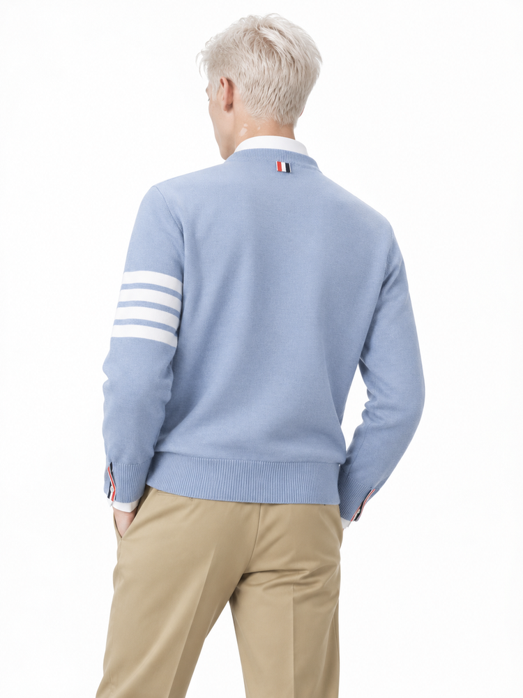 CLASSIC CREWNECK PULLOVER W/ 4 BAR SLEEVE IN FINE MERINO WOOL