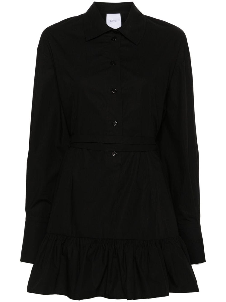 ruffled mini shirt dress