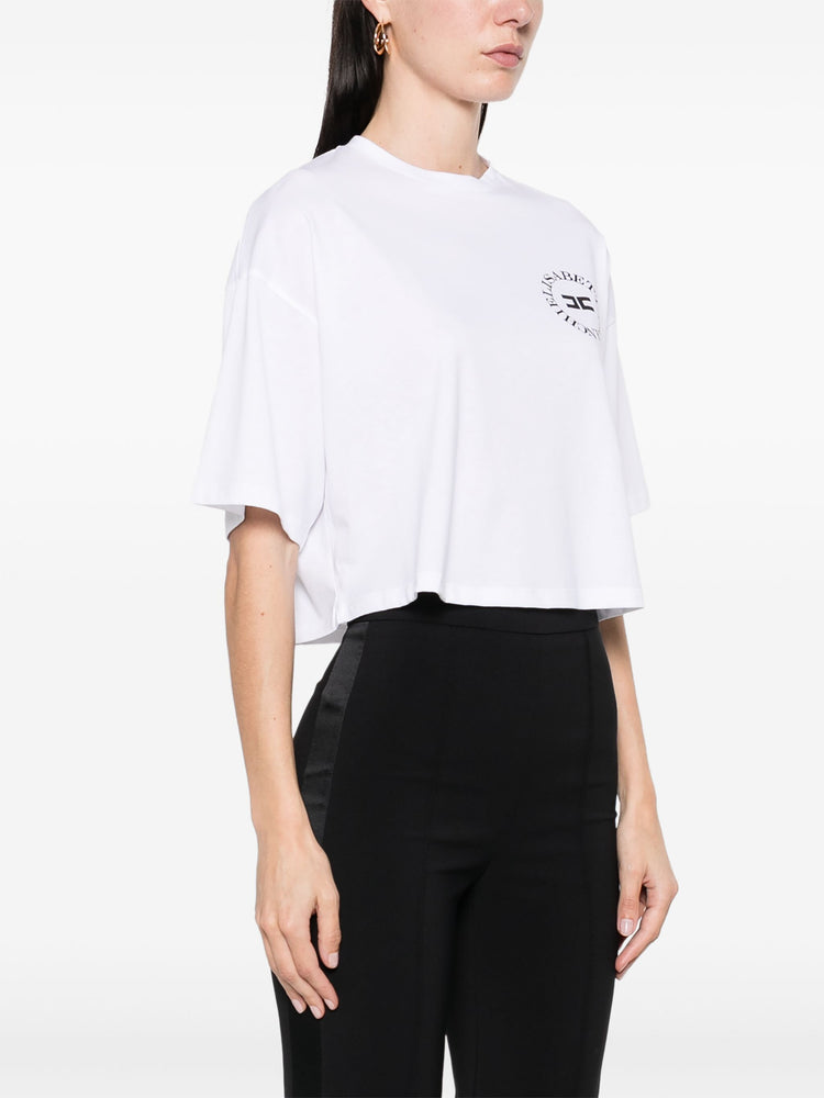 cropped logo-print T-shirt