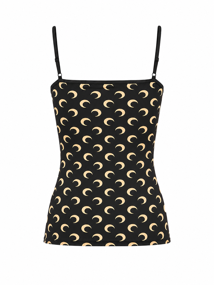 MOON PRINTED JERSEY STRAPS TOP