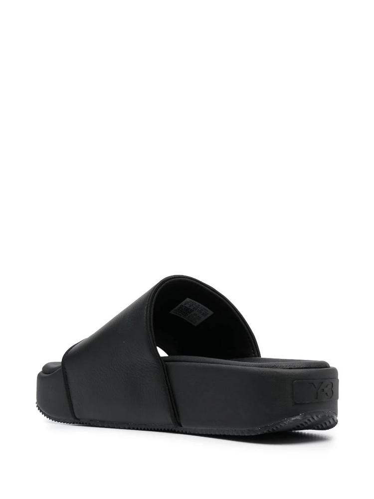 ADIDAS Y-3  leather flatform slides