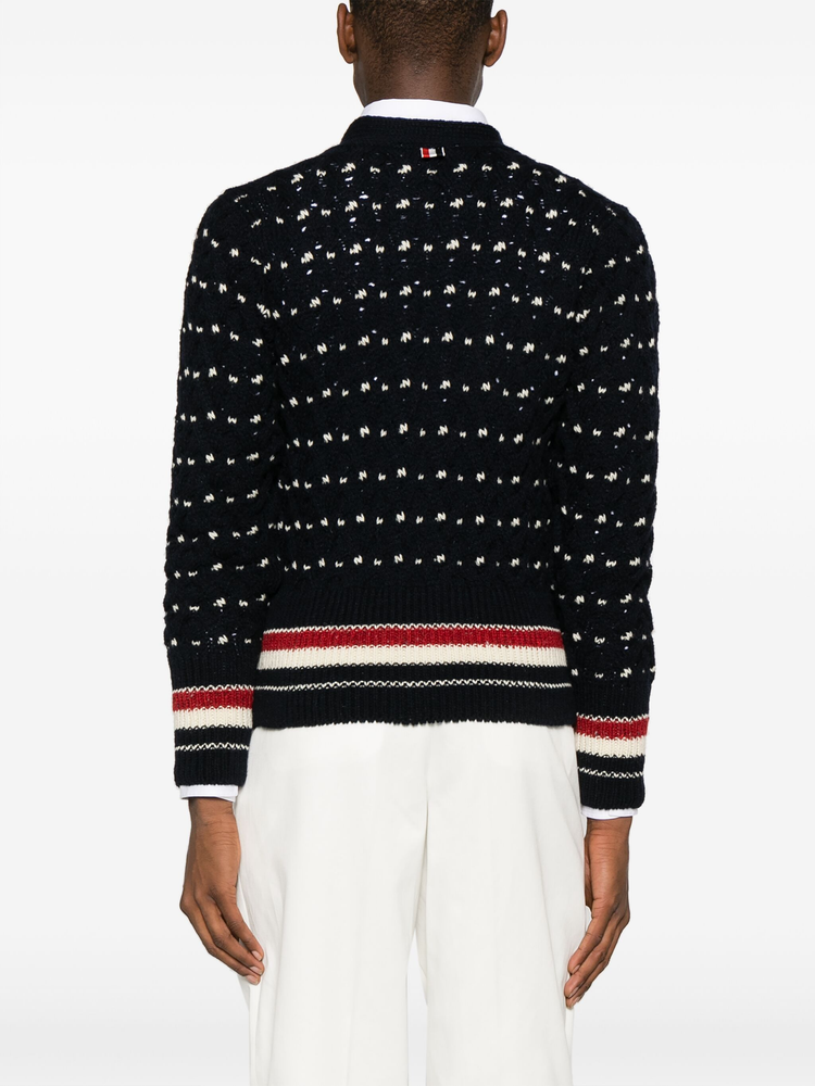 RWB stripe cable-knit cardigan