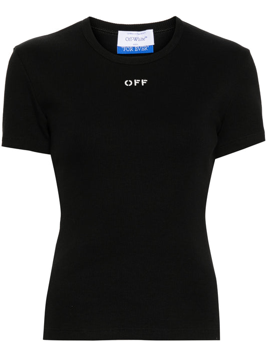 OFF STAMP RIB BASIC TEE WHITE BLACK