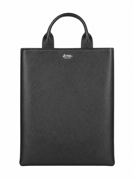 LA ROSE leather shopping bag black