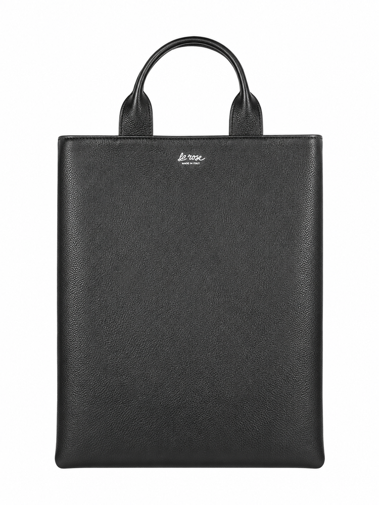 LA ROSE leather shopping bag black