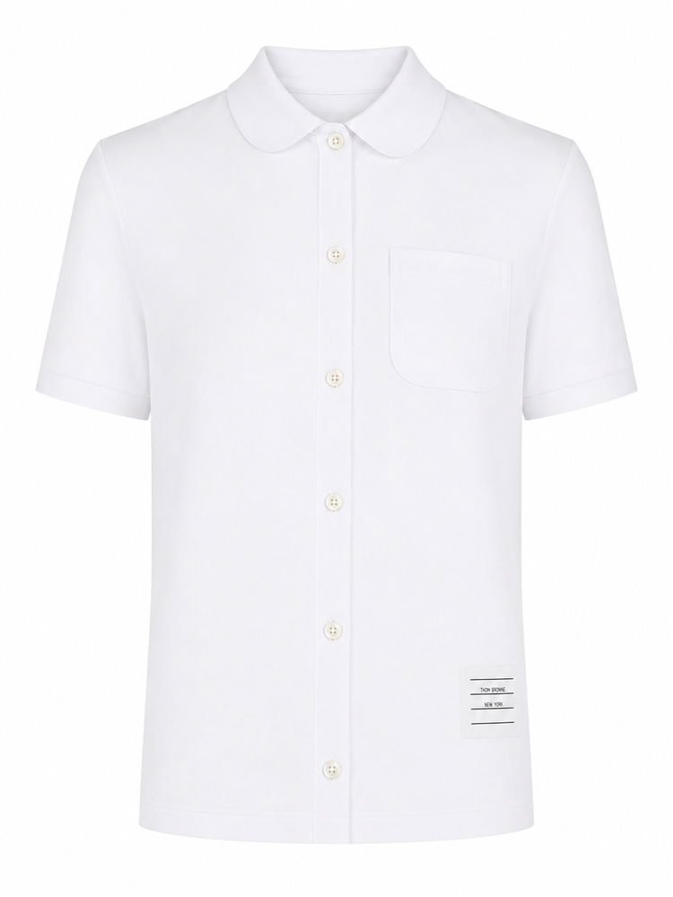 SS ROUND COLLAR RIB CUFF BUTTON DOWN SHIRT IN COTTON MILANO