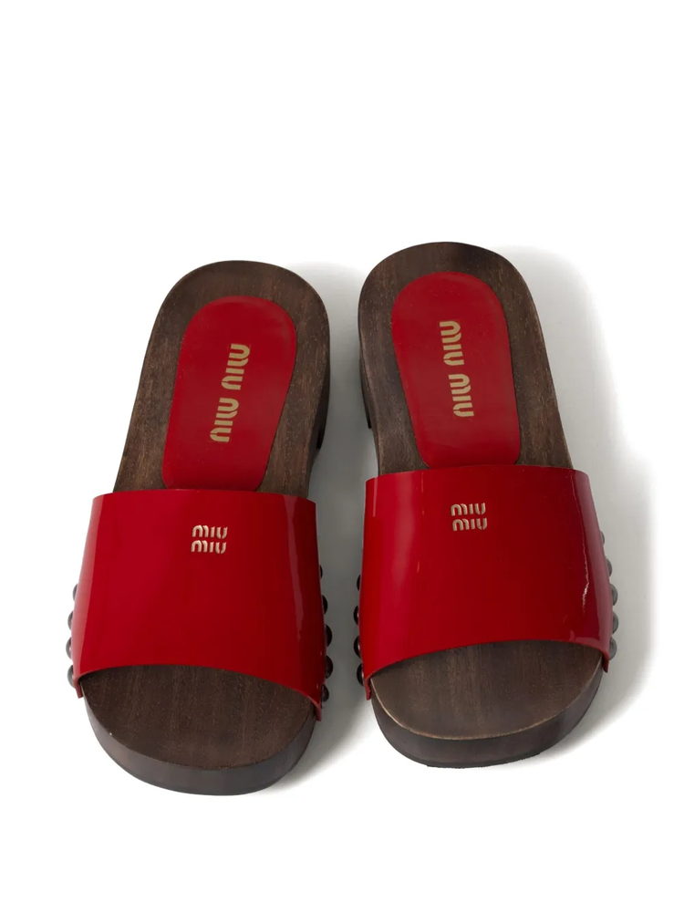 patent leather clogs