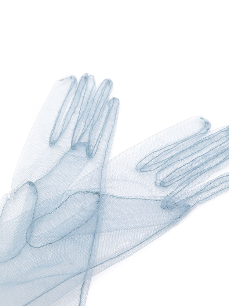 elbow-length tulle gloves