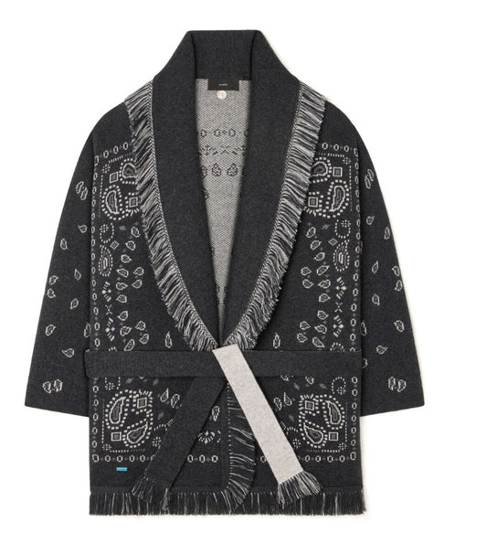 CARDIGAN JACQUARD BANDANA CHARCOAL/MULTI