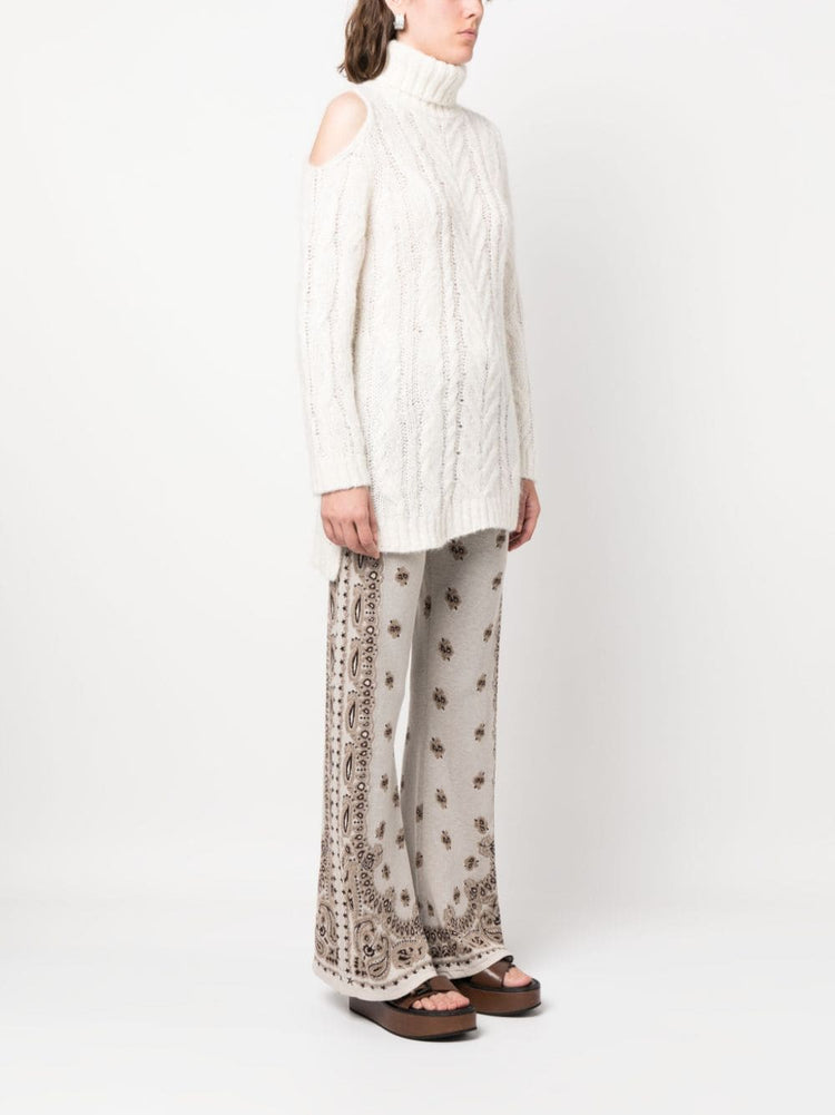 PAROSH cold-shoulder cable-knit jumper