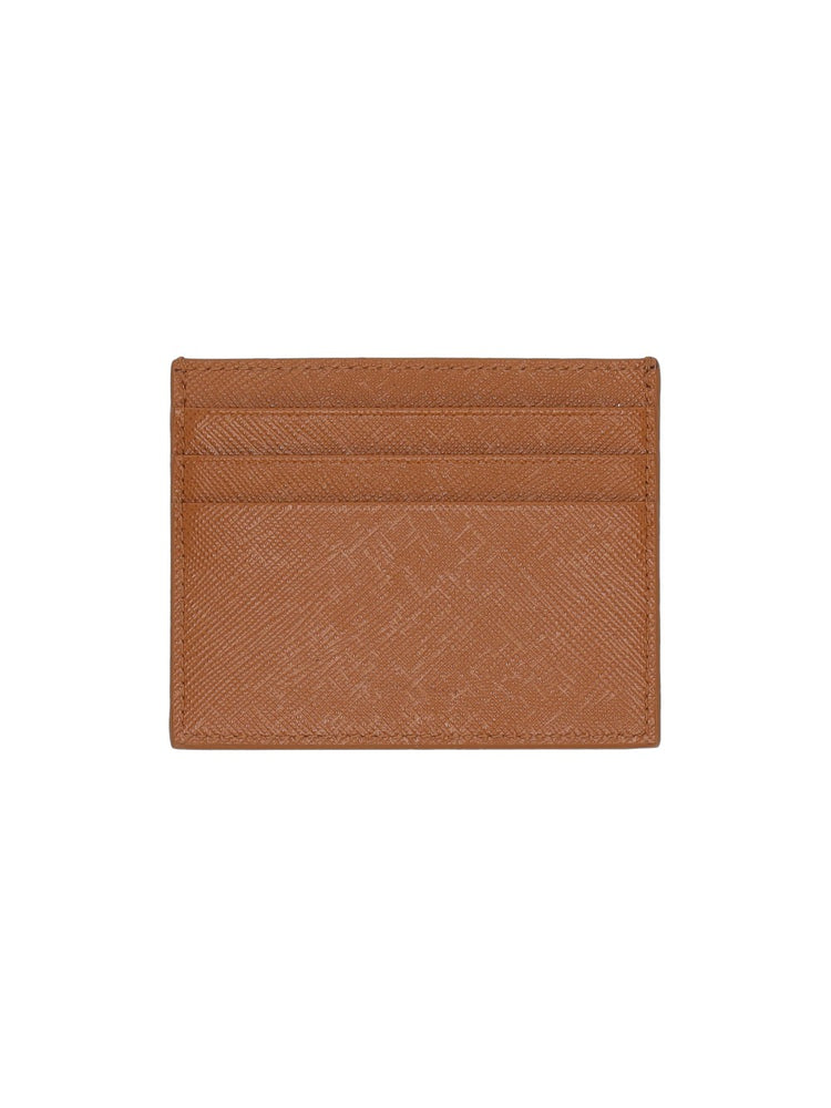 logo-plaque Saffiano leather cardholder