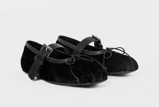 ZOEY BALLERINAS WITH BELT PAISLEY EMBROIDERED VELV