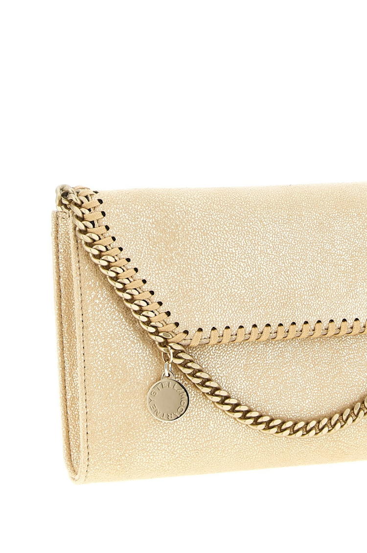 FALABELLA WALLET W/CHAIN BAG ECO SHINY DOTTED CHAMOIS W/TONAL CHAIN