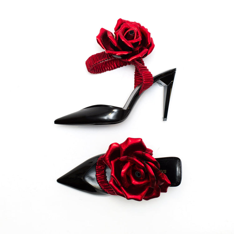 SAINT LAURENT pointed flower pumps