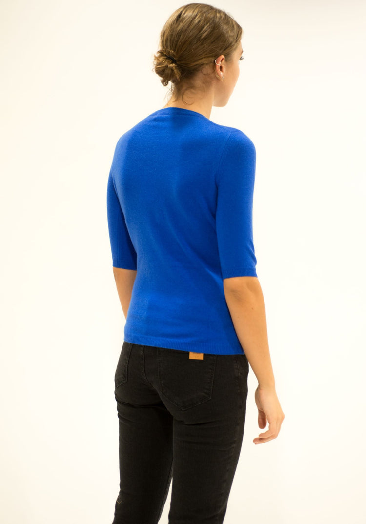 LA ROSE maglia 3/4 cashmere bluette