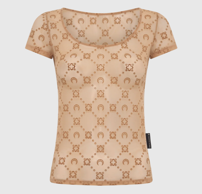 MOONOGRAM MESH FLOCK SS ROUNDNECK TOP