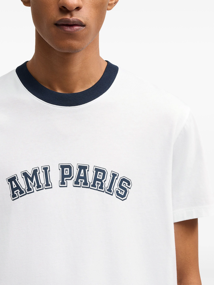 AMI PARIS logo appliqué organic cotton t-shirt