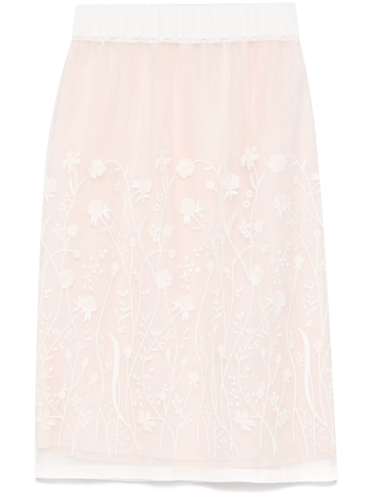 Sorgente floral-embroidered midi skirt