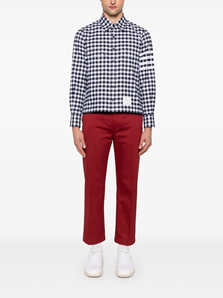 UTILITY SHIRT WITH PATCH POCKET IN 4 BAR GINGHAM CHECK FLANNEL