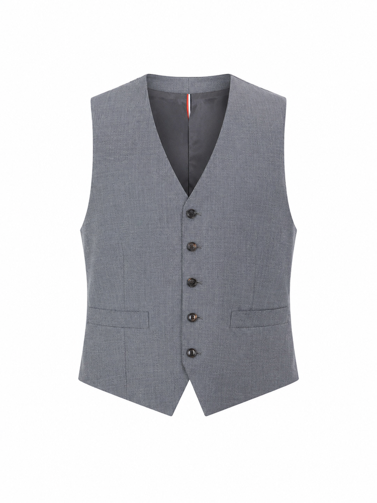 5BUTTON VEST IN SUPER 120’S TWILL