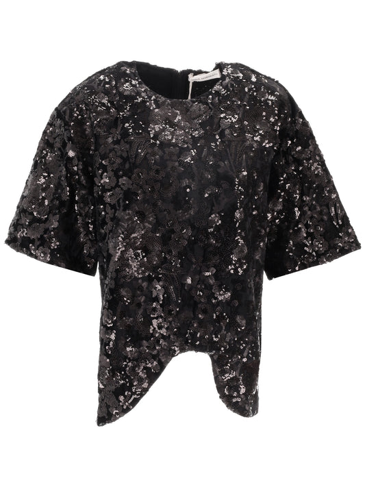 ONDA TEE - Floral Sequin Embroidered Velvet