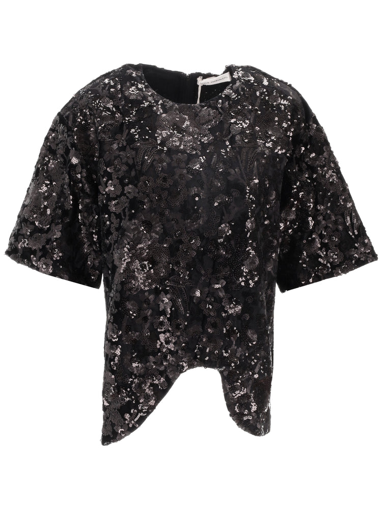 ONDA TEE - Floral Sequin Embroidered Velvet
