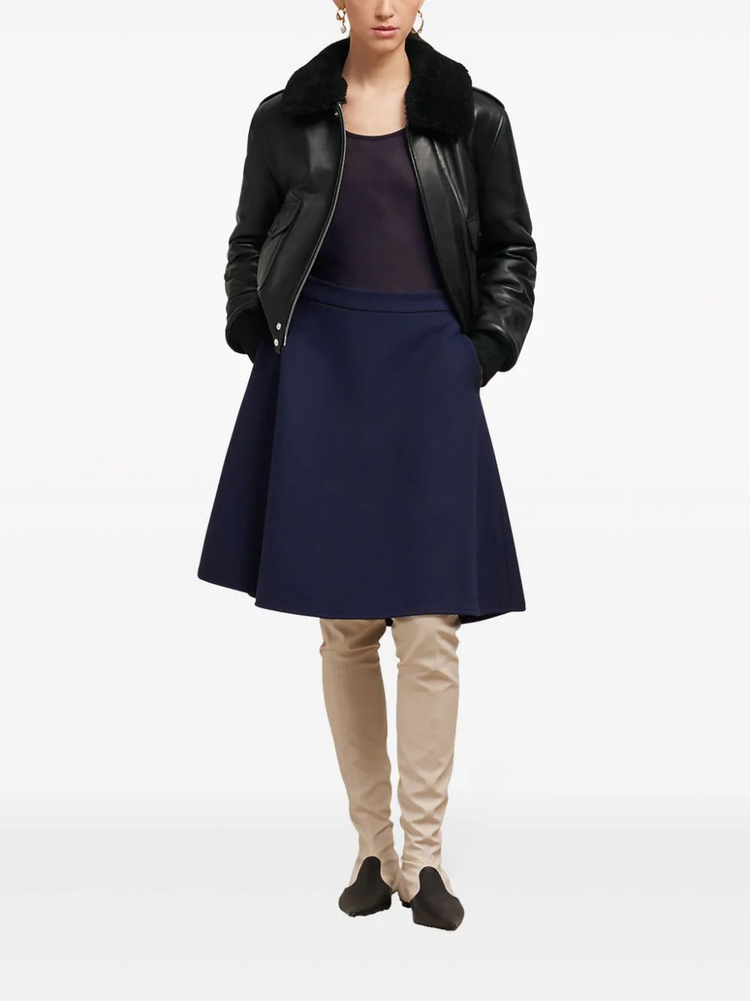 viring-wool blend A-line skirt