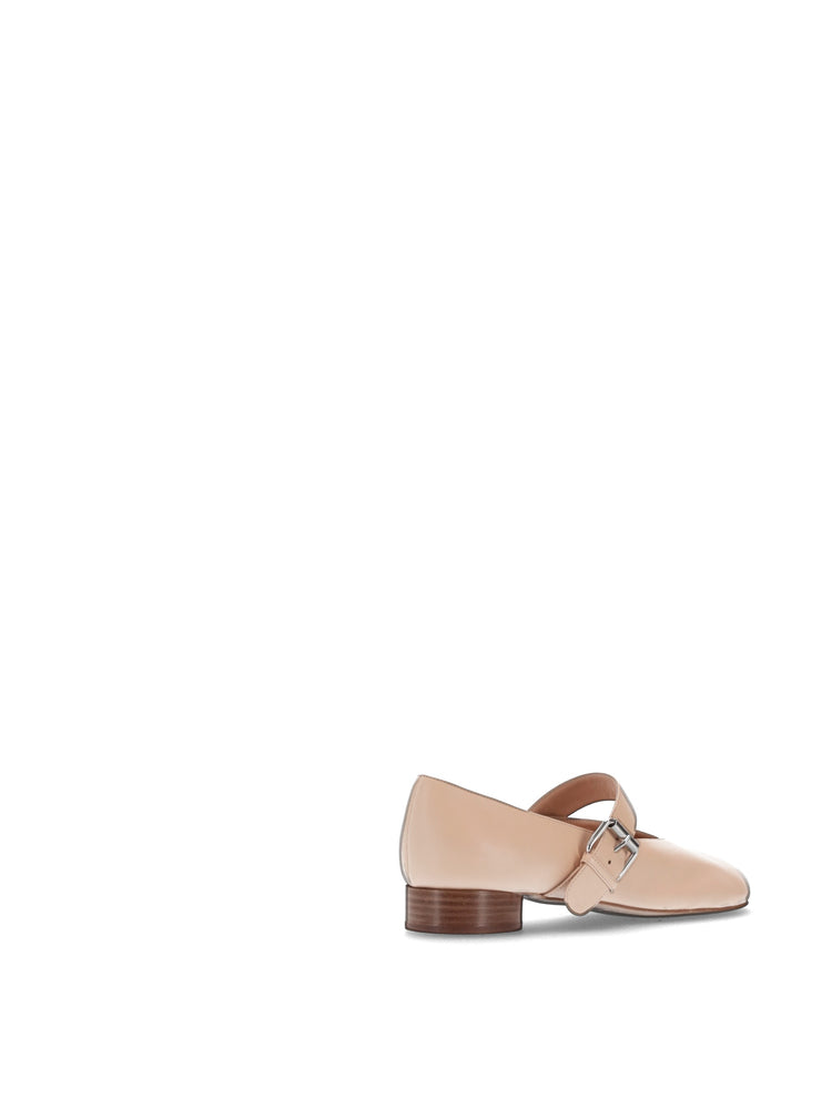 OBLIQUA STRAP BALLERINAS - Calfskin Leather