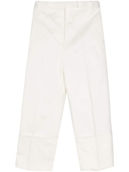 pressed-crease tapered trousers