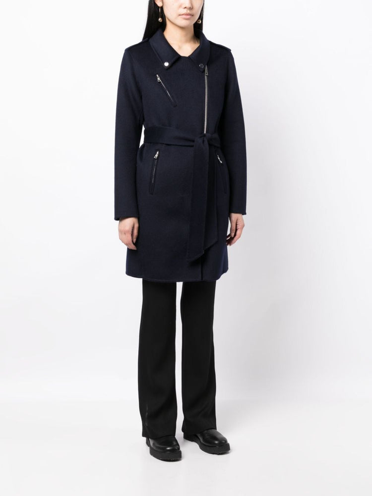 belted felted wool trench coat