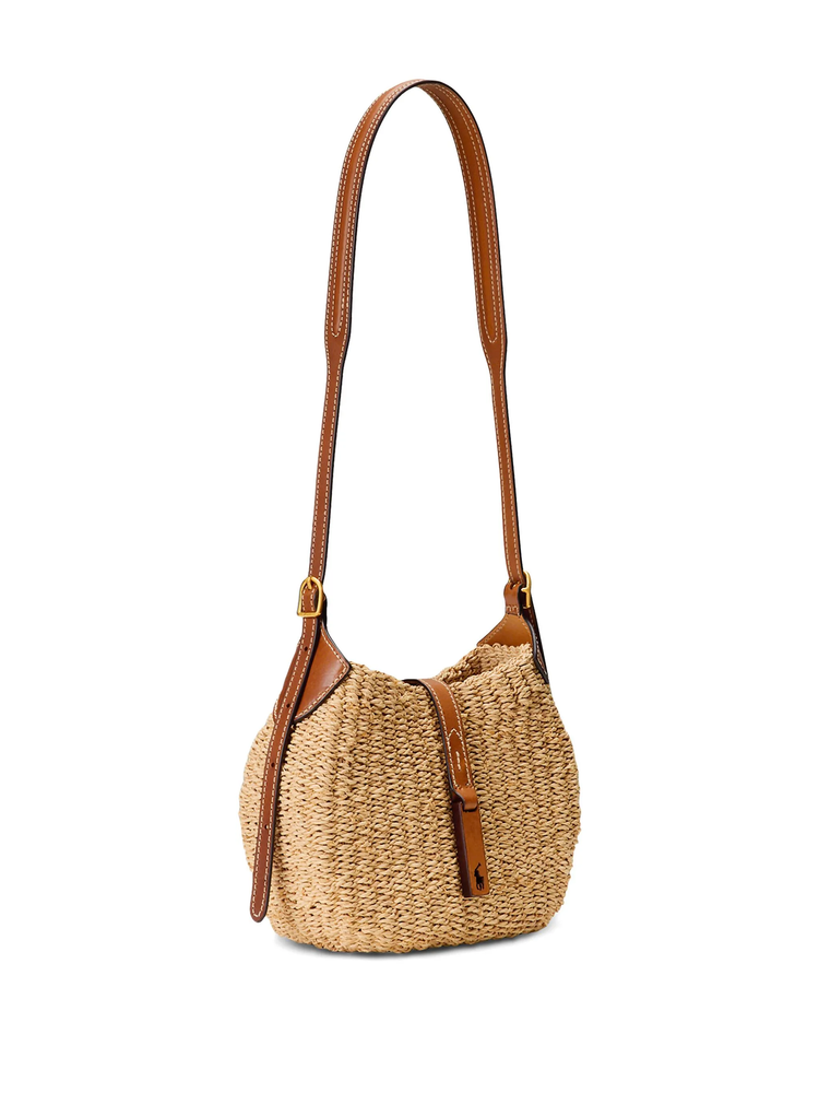 Polo ID raffia shoulder bag