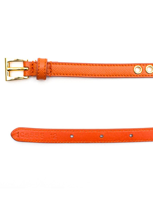 PRADA skinny eyelet belt orange