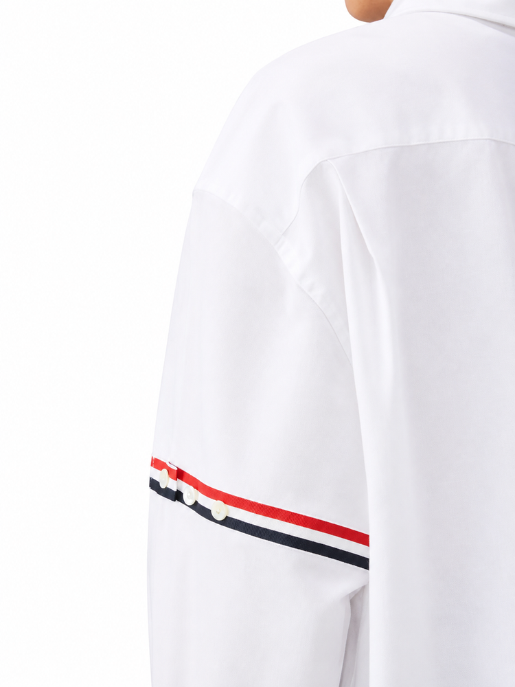 SUPERSIZED POINT COLLAR SHIRT W/ RWB GROSGRAIN ARMBANDS IN OXFORD