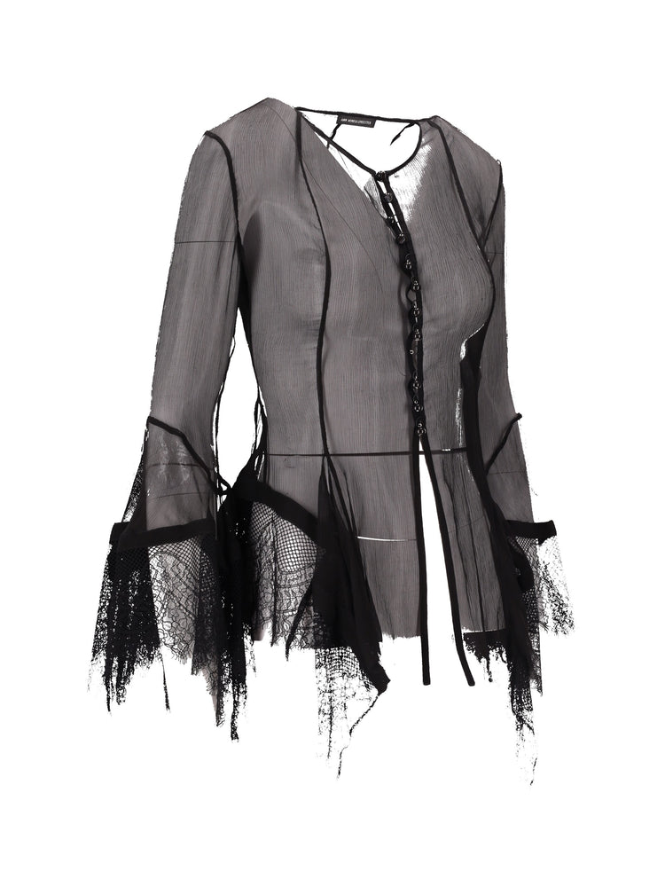 KRISTABEL FITTED HANDKERCHIEF SHIRT WITH LACED BOR