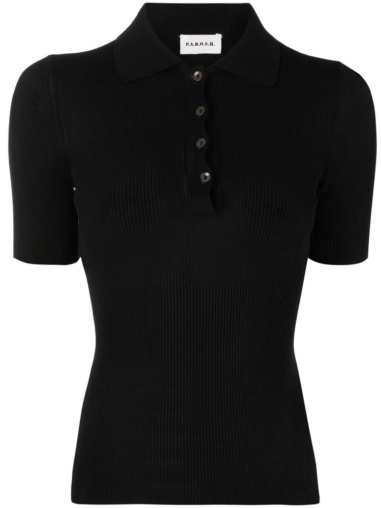 PAROSH polo-collar knitted top