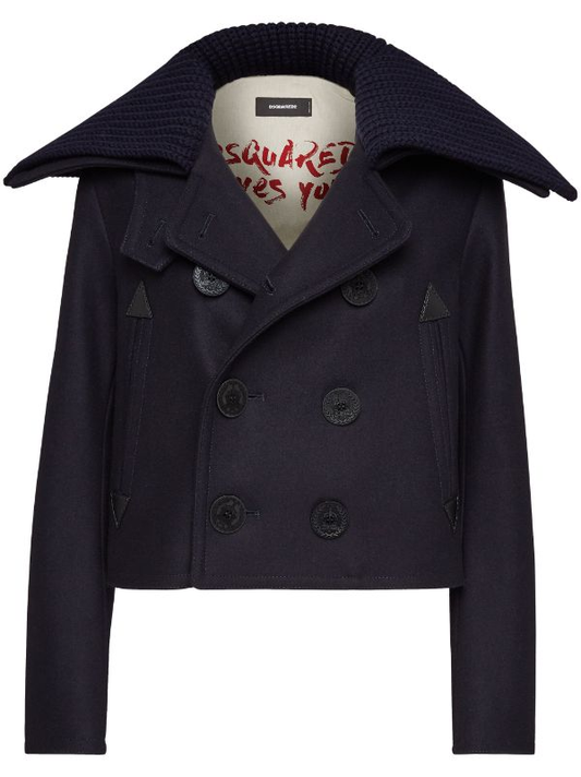 double-breasted cropped peacoat