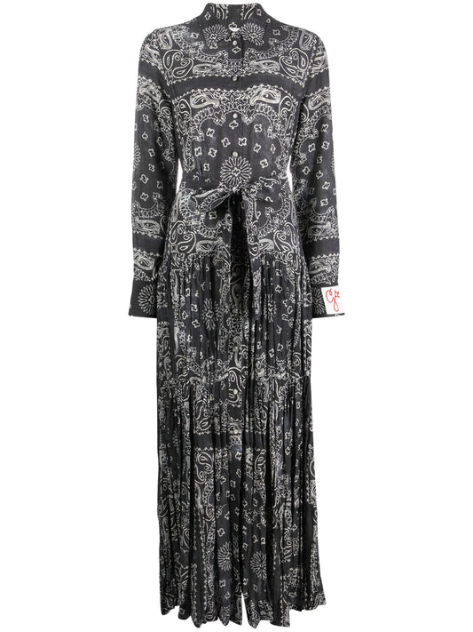 paisley-print maxi shirtdress