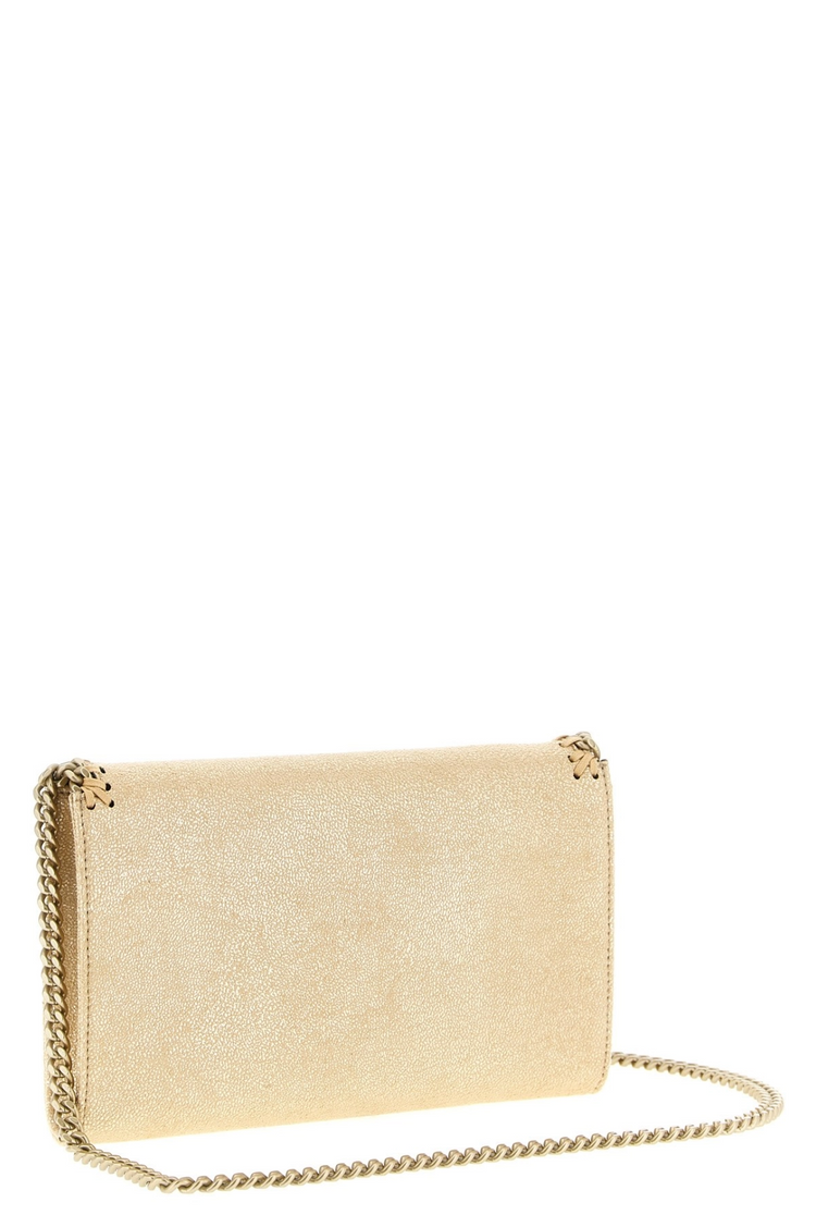 FALABELLA WALLET W/CHAIN BAG ECO SHINY DOTTED CHAMOIS W/TONAL CHAIN