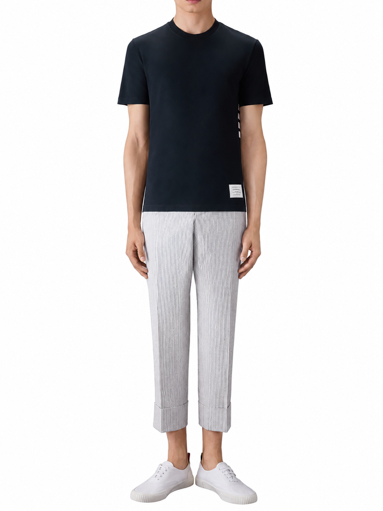 SHORT SLEEVE TEE W/ ENGINEERED 4 BAR STRIPE IN CLASSIC PIQUE