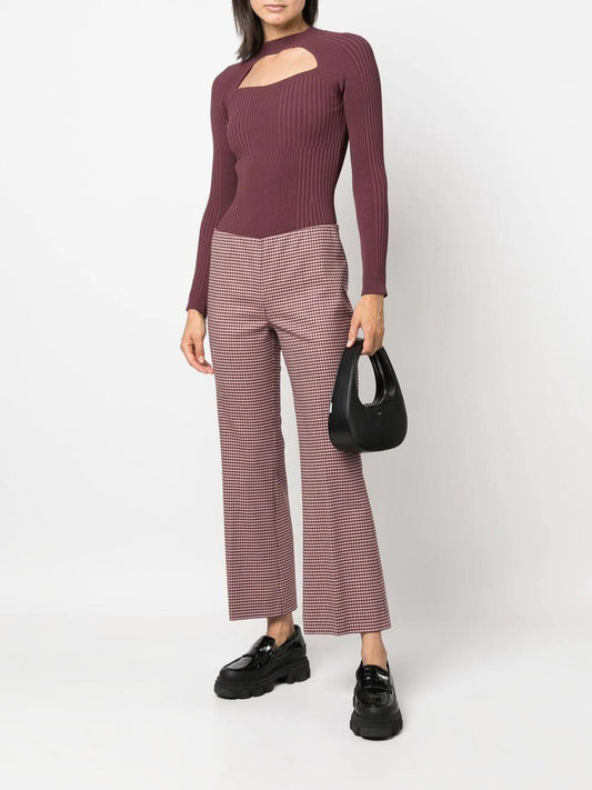 PAROSH houndstooth flared trousers