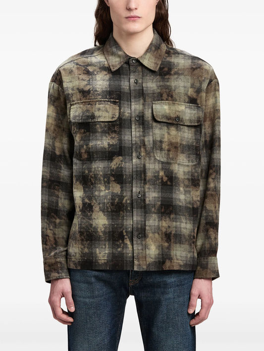 logo-print check-pattern shirt