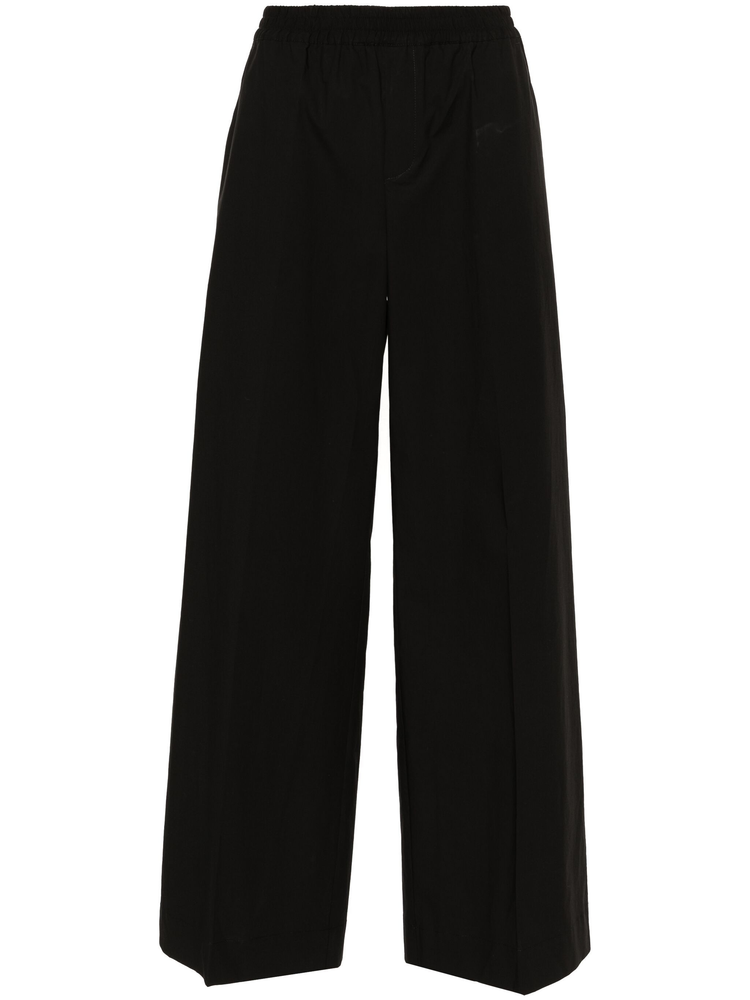 logo-embroidered straight trousers