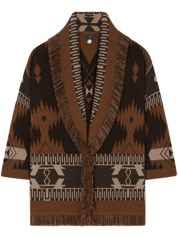 patterned-jacquard cashmere cardigan