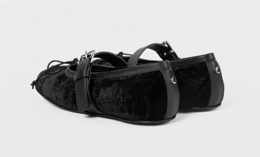 ZOEY BALLERINAS WITH BELT PAISLEY EMBROIDERED VELV