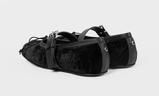 ZOEY BALLERINAS WITH BELT PAISLEY EMBROIDERED VELV