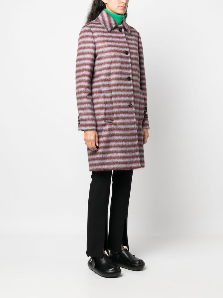 MARNI brushed striped single-breasted coat