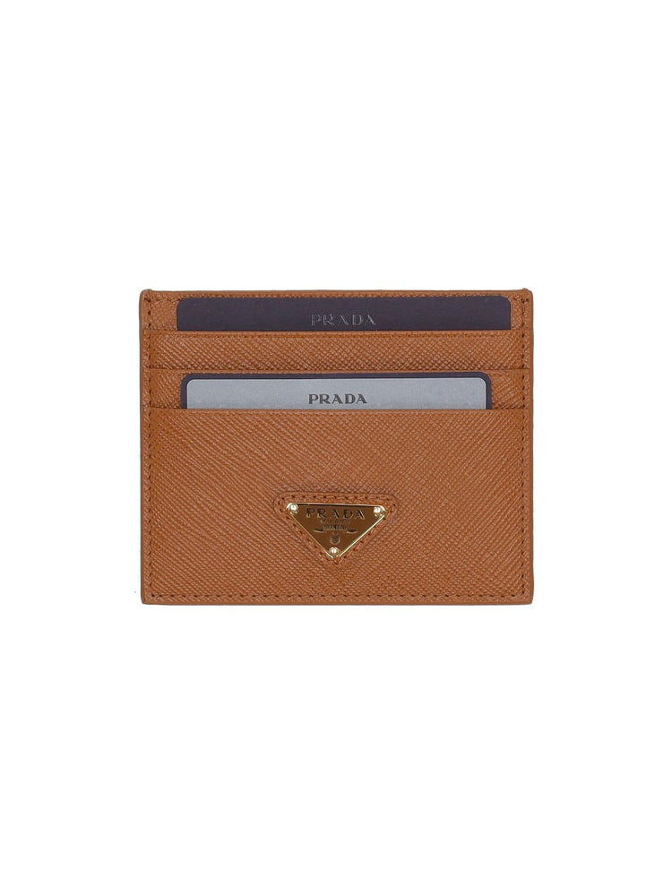 logo-plaque Saffiano leather cardholder