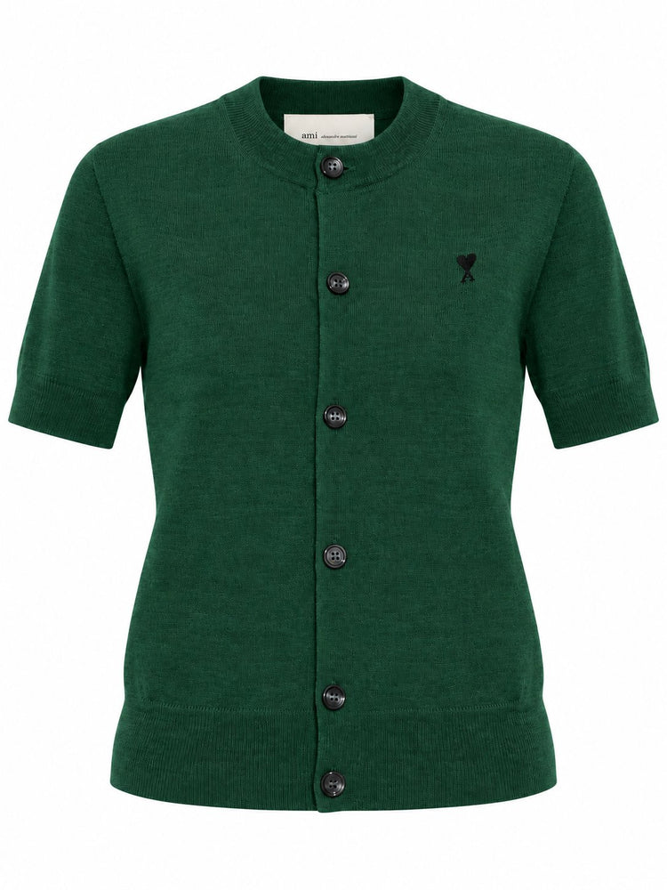 SHORT SLEEVES CARDIGAN WITH CONTRASTED AMI DE COEUR